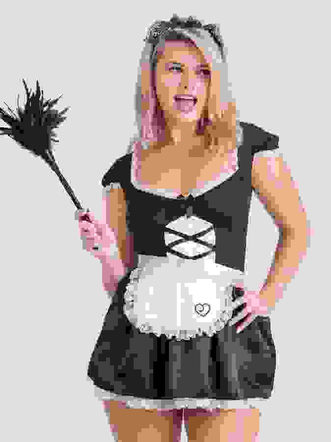 Lovehoney Fantasy French Maid Luxe Costume, Black, hi-res